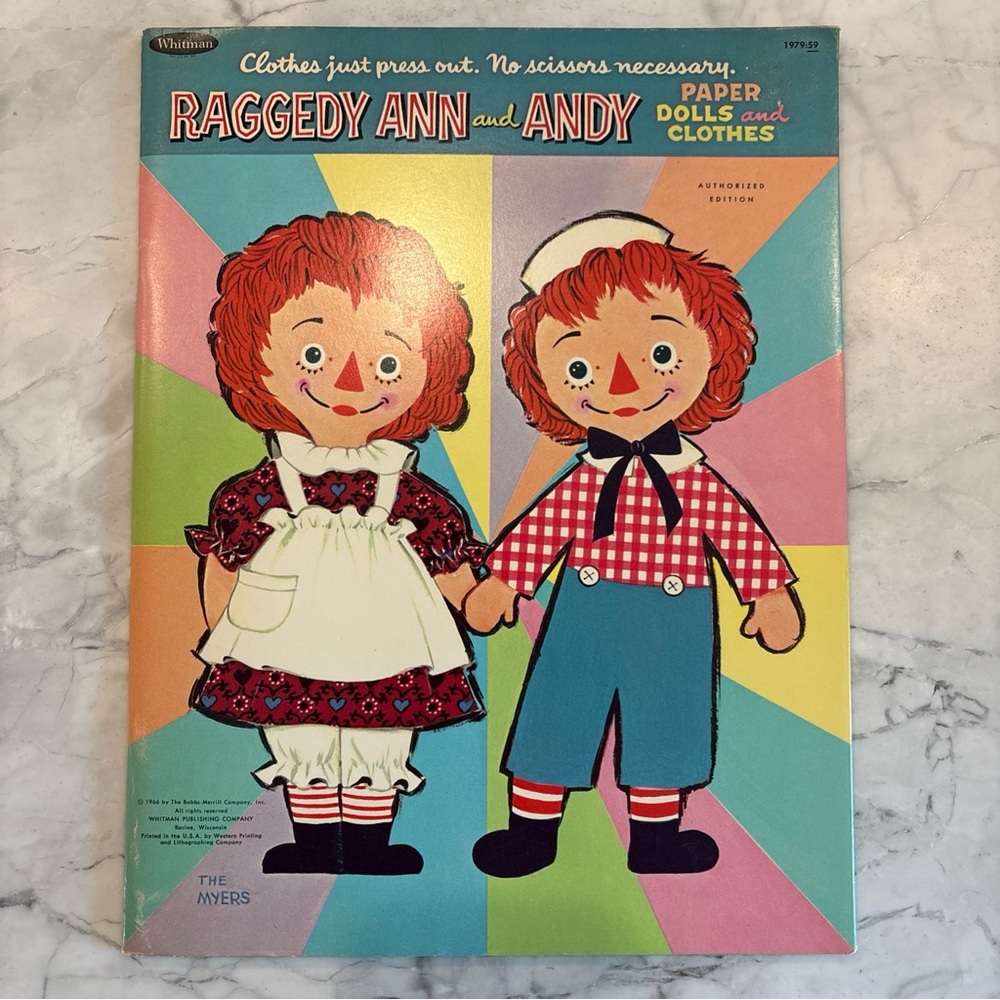 Vintage Raggedy Ann And Andy Paper Dolls Whitman 1966 Uncut Clean